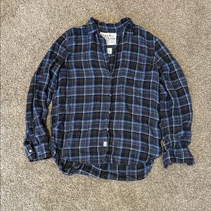 Frank & Eileen Women's Blue Plaid Button Down Shirt XS
